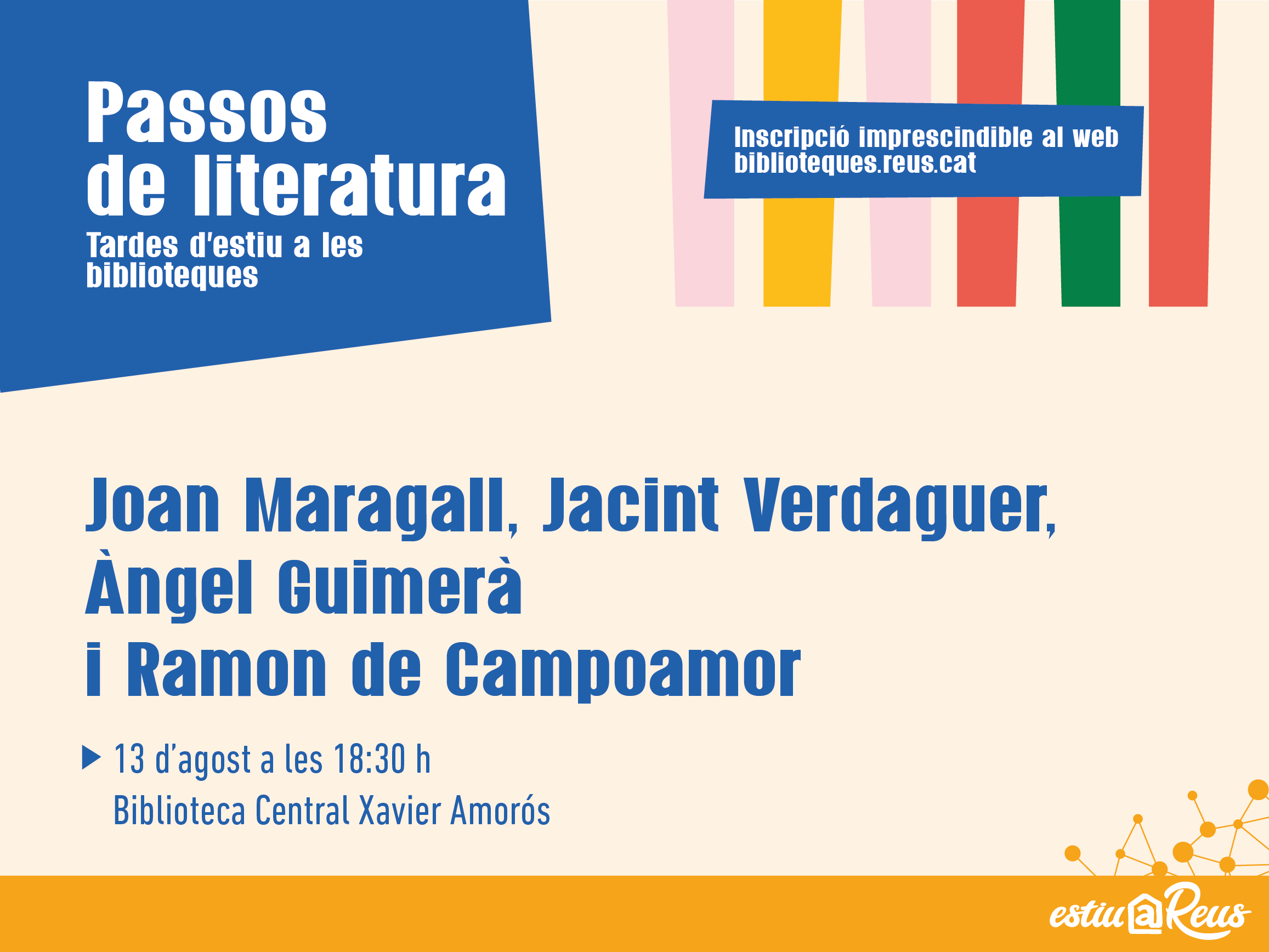 Imatge Biblioteques Municipals de Reus: "Passos de literatura" - Jacint Verdaguer, Àngel Guimerà i Ramon de Campoamor