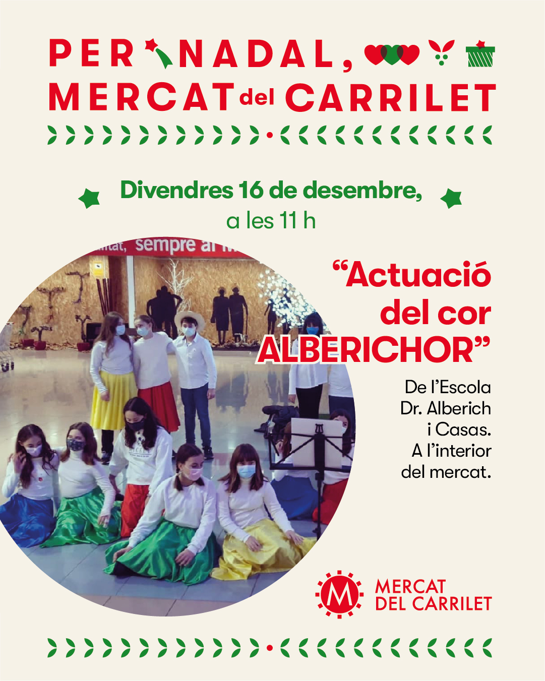 Imatge Actuació del cor de l'escola Dr. Alberich i Casas al Mercat del Carrilet