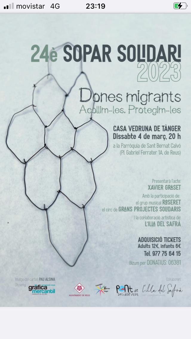 Imatge 24è Sopar Solidari a la Parròquia de Sant Bernat Calvó (Grup Pont de Solidaritat)
