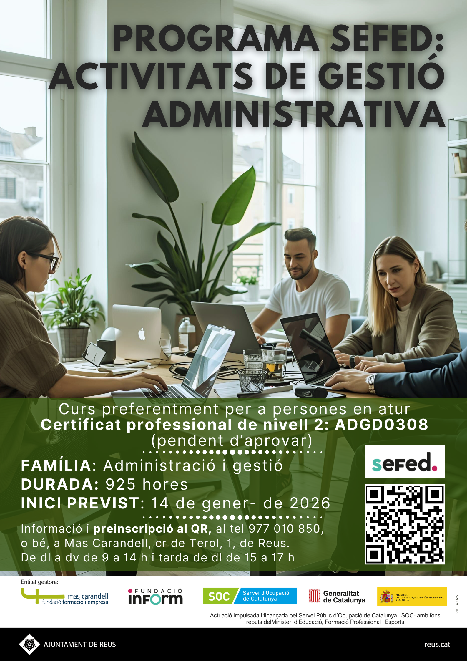 Imatge Sessió informativa del Programa SEFED - Activitats de gestió administrativa (ADGD0308)